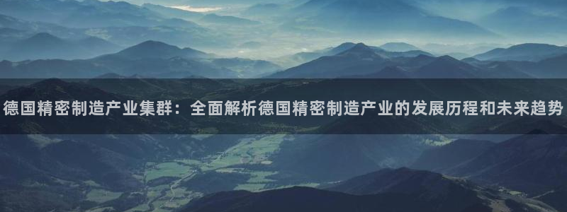 彩神v平台：德国精密制造产业集群：全面解析德国精密制造产业的发展历程和未来趋势
