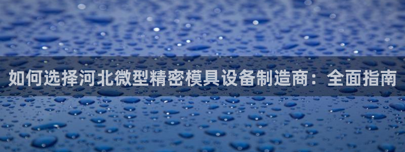 彩神vll首页环球：如何选择河北微型精密模具设备制造商：全面指南